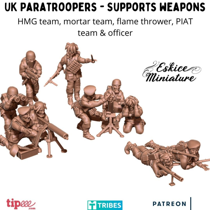 UK paratroopers Light Supports (HMG, PIAT, Mortar) - 28mm image