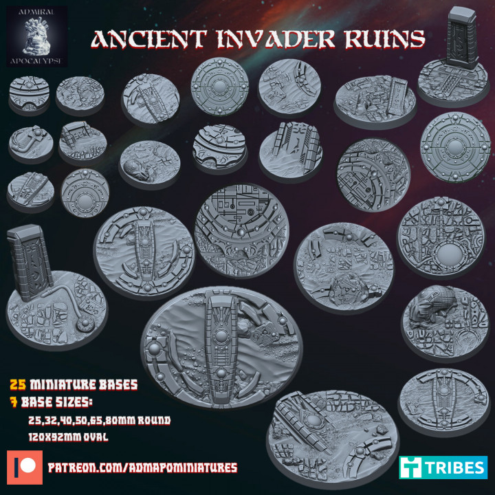 Ancient Invader Ruins 40mm base (Pre-supported Freebie) image