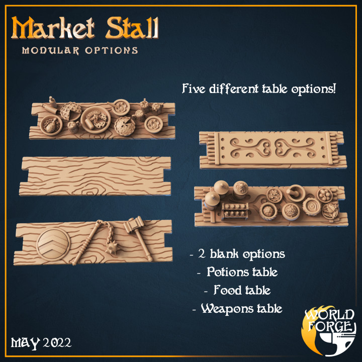 Modular Market Stalls x3 - Potions Master, Weapons Dealer & Food Vendor! image