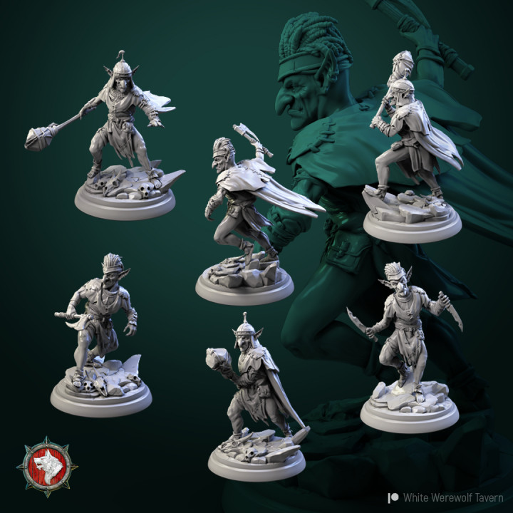 Goblin Warriors 6 miniatures set pre-supported image