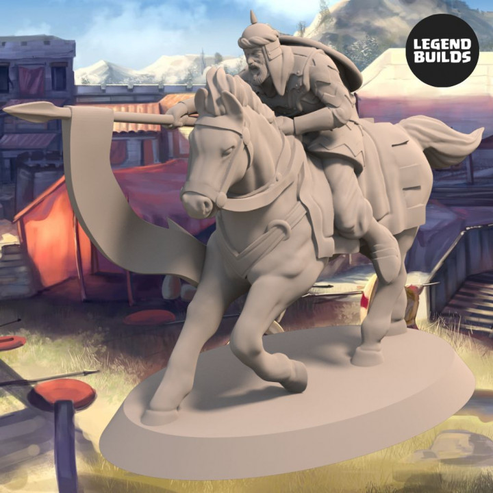 Light Cavalry from the Empire of Jagrad with Spears – Pose 1 – 3D printable miniature – STL file image