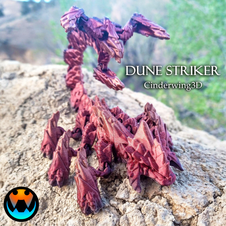 Dune Striker, Articulating Dragon, Flexi Articulated Scorpion Beast, Print in Place, No Supports, Fantasy Creature image