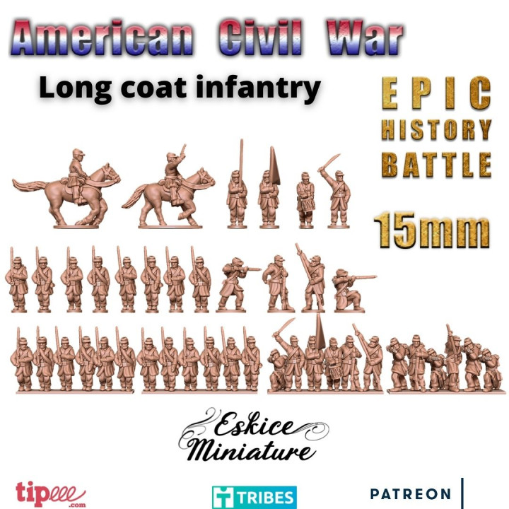 ACW long coat infantry - 15mm image