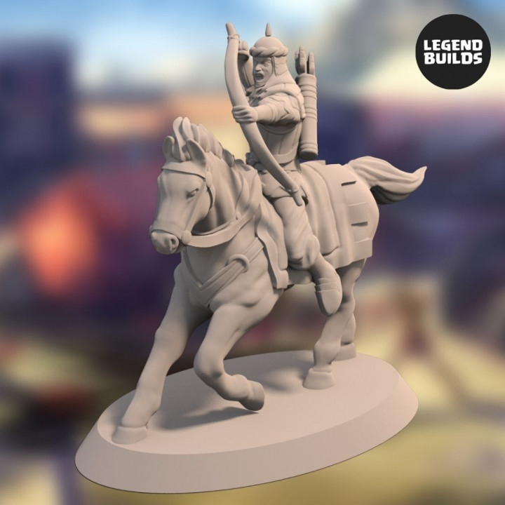 Light Cavalry of the Empire of Jagrad with Bow and Arrow – Pose 1 – 3D printable miniature – STL file image