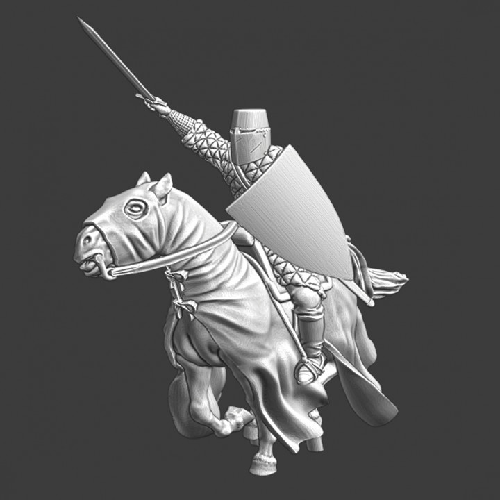 Medieval knight charging with sword image