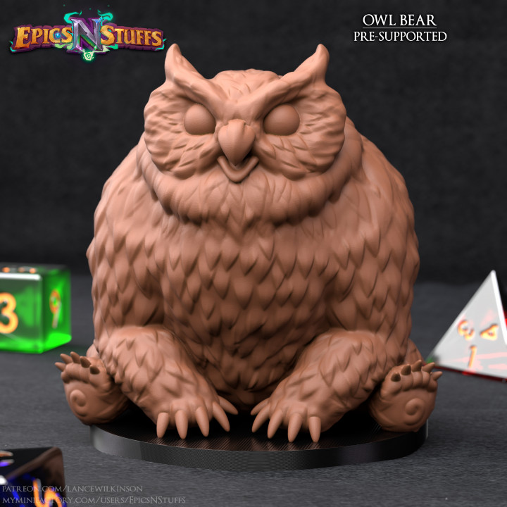 Owl Bear Miniature - Pre-Supported image