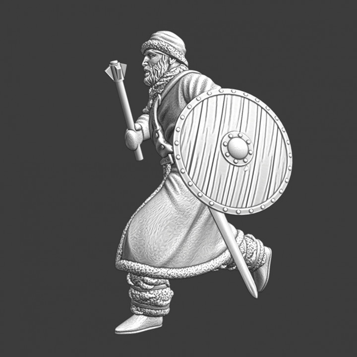 Medieval Baltic warrior running - winterdress image
