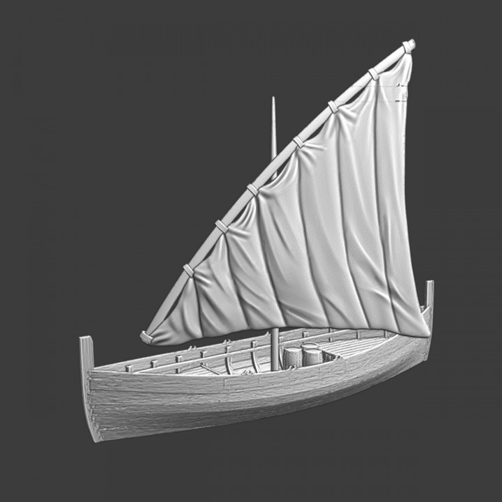 Medieval fishing boat - large version image