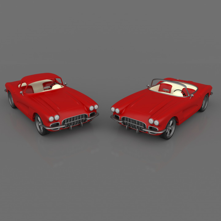Classic American Cabriolet Car With Interior, Ready to Print STL Files image