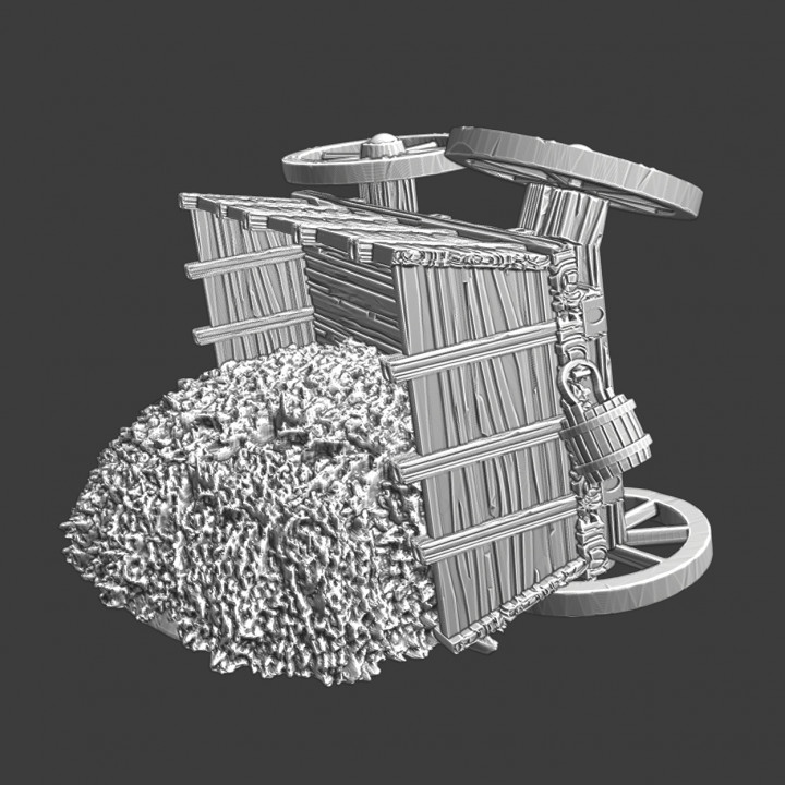 Medieval destroyed supply wagon - Grain image