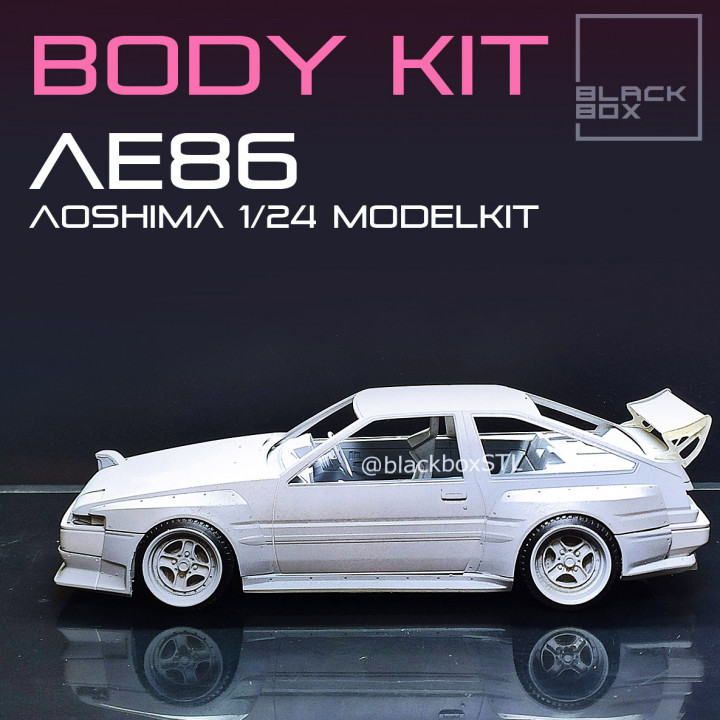 3D Printable Bodykit for AE86 AOSHIMA 1-24th Modelkit by