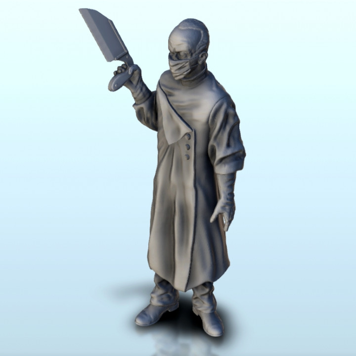 Masked doctor with knife 7 (+ supported version) - Post-Apo Zombies universe 15mm 20mm 28mm 32mm 42mm image