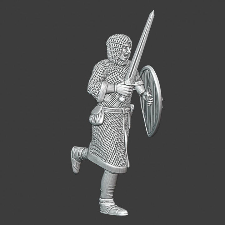 Medieval infantryman running image