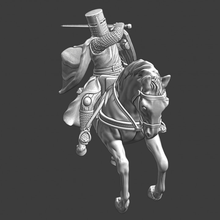 Medieval Order Knight swinging sword image