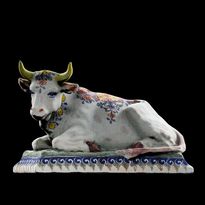 Lying ox with wreath of flowers image
