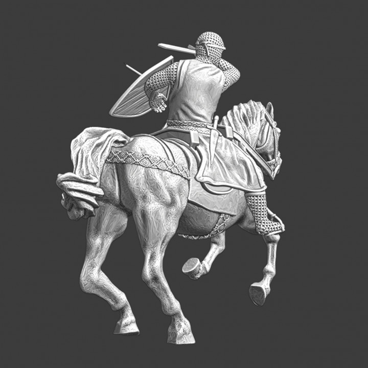 Medieval mounted knight - slashing with sword image