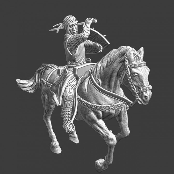 Medieval mounted knight - slashing with sword image