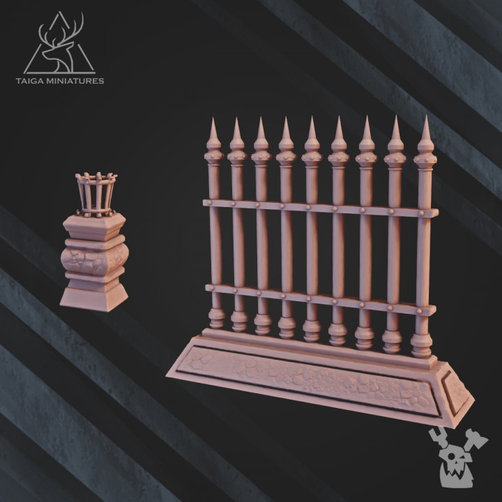 Crypt's fence, brazier, pentagram tiles image