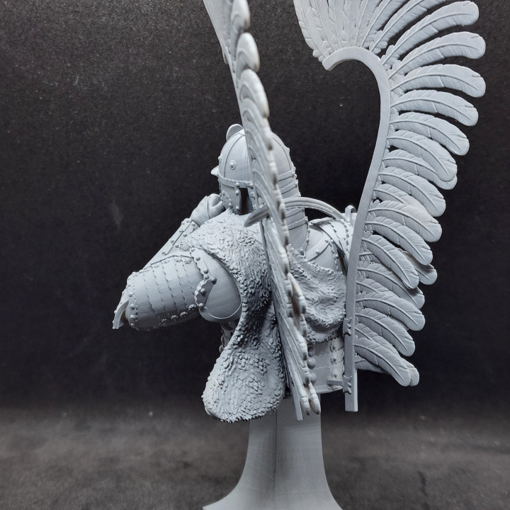 3D Printable Winged Hussar XVII Century Bust Presupported by