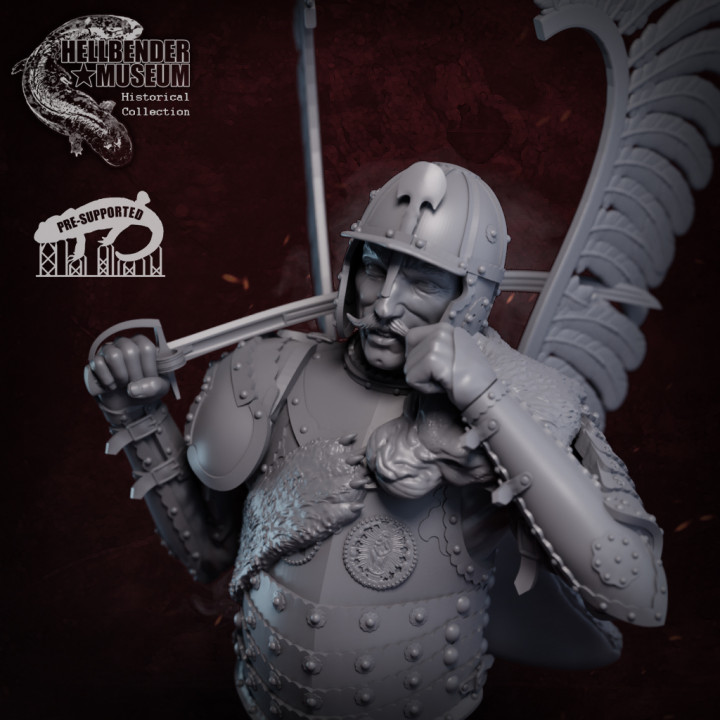Winged Hussar XVII Century Bust Presupported image