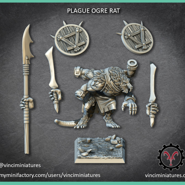 MOUNTED AND UNMOUNTED PLAGUE OGRE RAT image