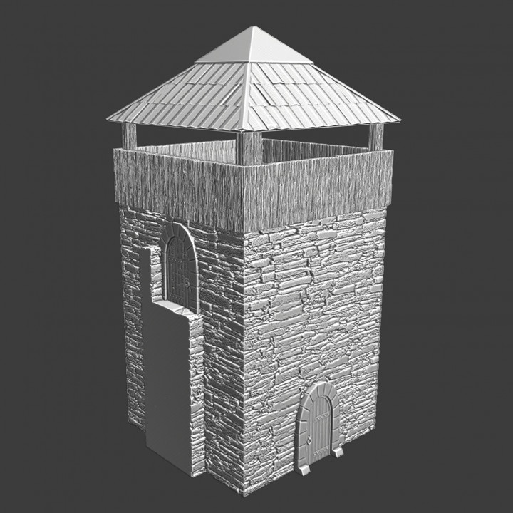 Medieval Modular Castle System - Wall tower with wooden protection image