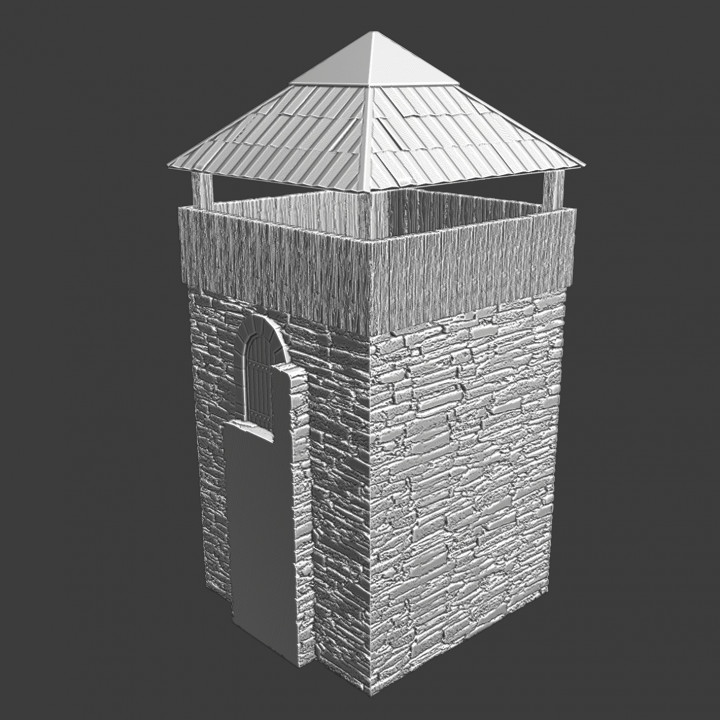 Medieval Modular Castle System - Wall tower with wooden protection image