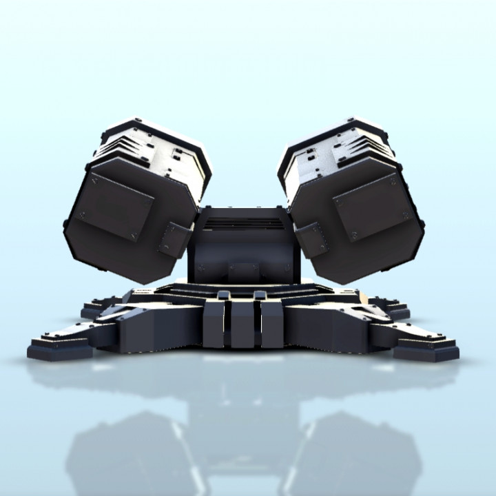 Double missile launcher turret 3 (+ supported version) - MechWarrior Scifi Science fiction SF 40k image
