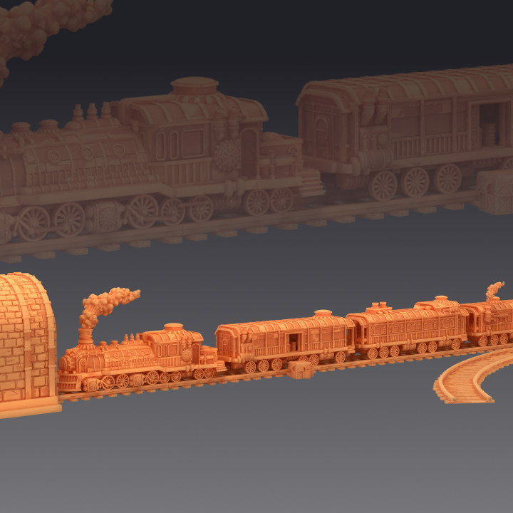 Steam-Tech Express Train / Steampunk Construct / Mechanical Driving Locomotive image