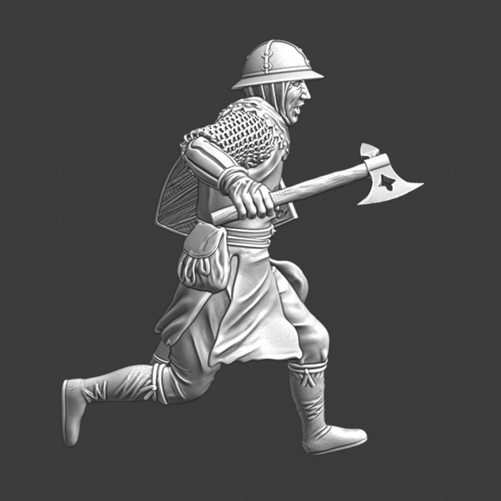 Medieval crusader sergeant running image