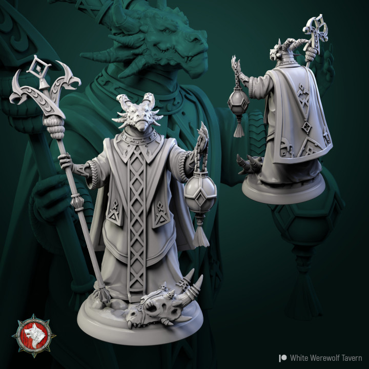 Dragonborn High Priest 32 mm pre-supported image