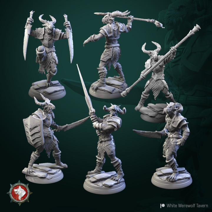 Dragonborn warriors 6 miniatures set 32 mm pre-supported image