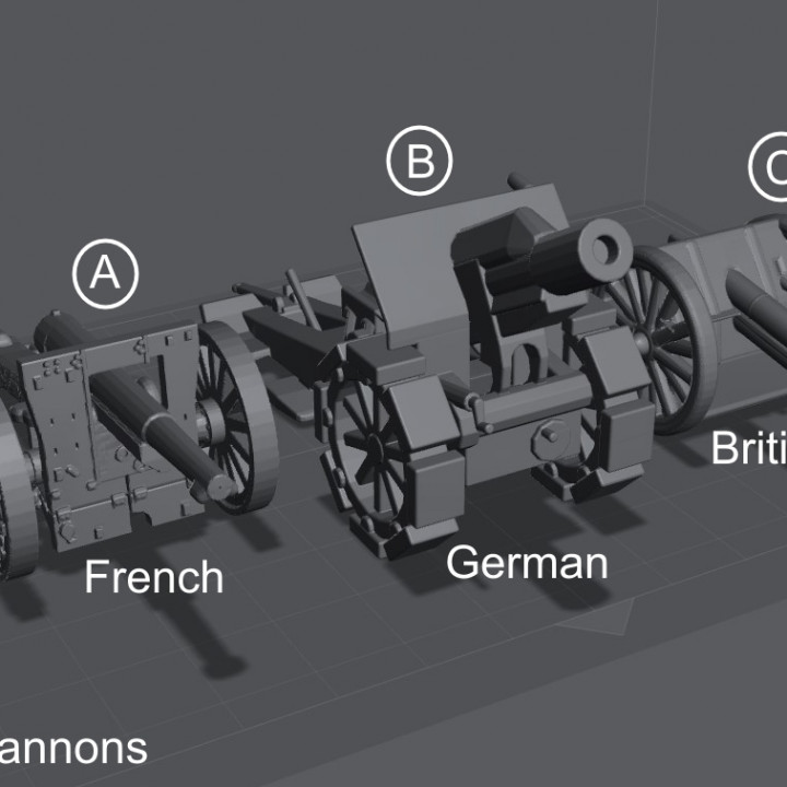 3 Cannons (1/56) - Files Pre-supported - Files Test Printed. image
