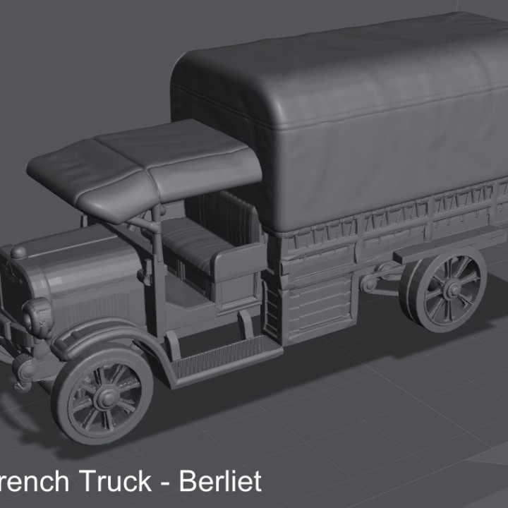 WW1 French Truck Berliet - Files Pre-supported - Files Test Printed. image