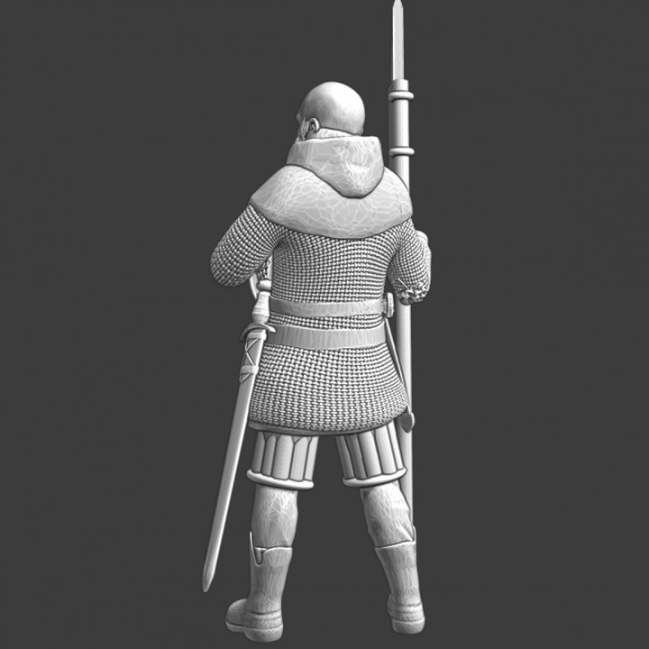 Medieval city guard - helmet in hand image