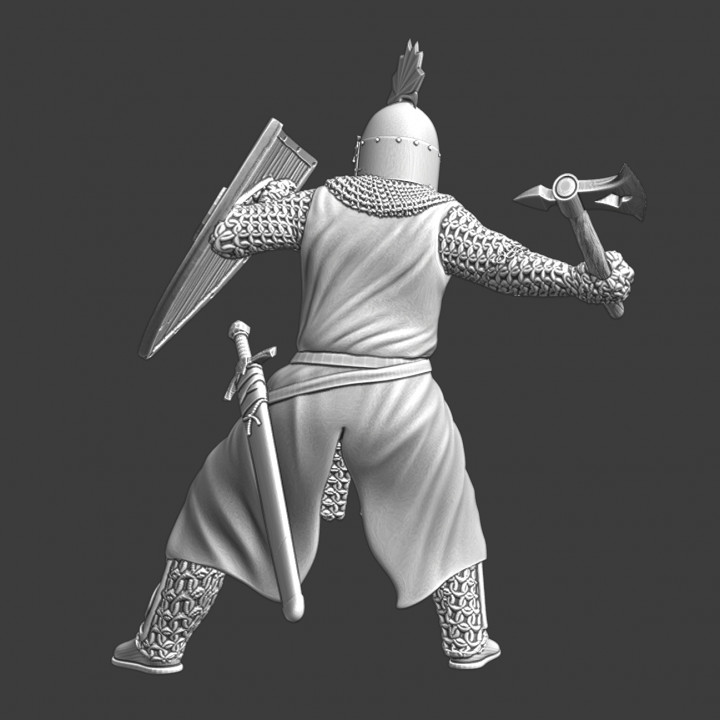 Medieval knight - axe and crested helmet image