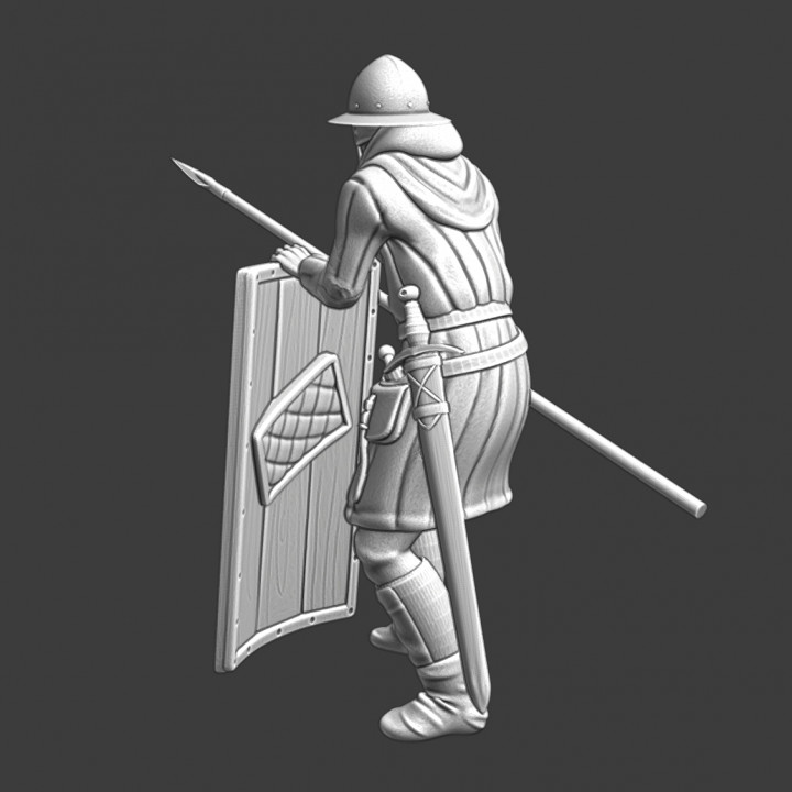 Medieval infantryman with horse shield image