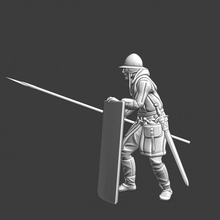 Medieval infantryman with horse shield image