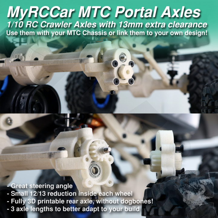 MyRCCar MTC Portal Axles, 1/10 RC Crawler Axles with 13mm extra clearance image