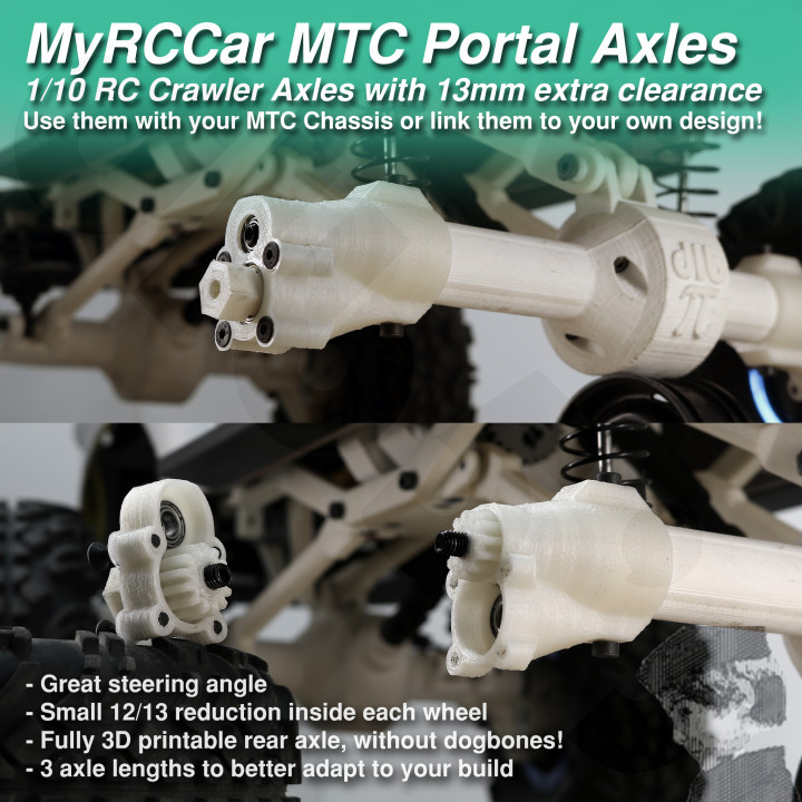 MyRCCar MTC Portal Axles, 1/10 RC Crawler Axles with 13mm extra clearance image