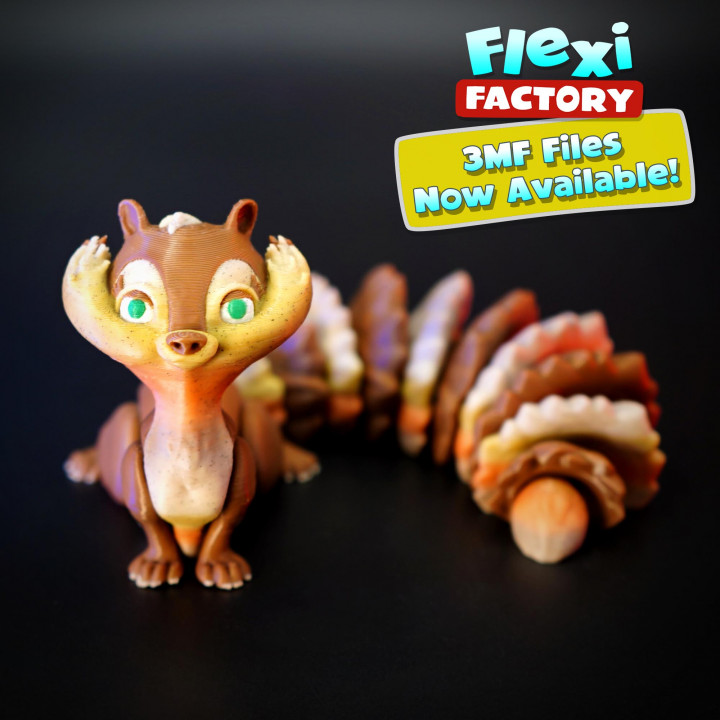 Cute Flexi Print-in-Place Squirrel Now with 3MF Files Included image