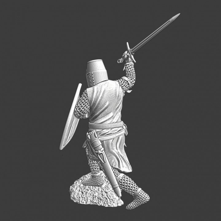 3D Printable Medieval crusader knight - charging raised sword by ...