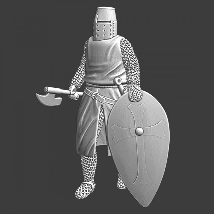 Medieval crusader with medium axe image