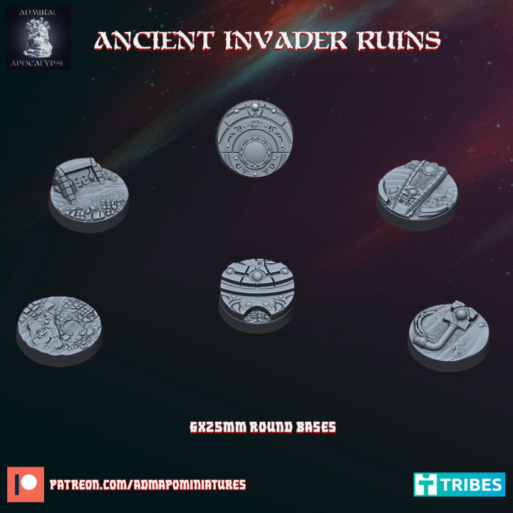 Ancient Invader Ruins 6*25mm Base Set (Pre-supported) image