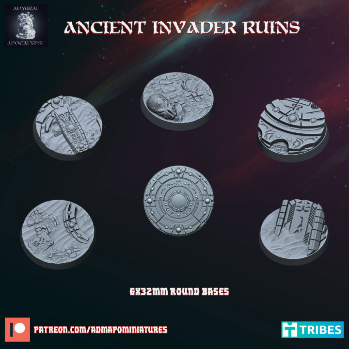 Ancient Invader Ruins 6*32mm Base Set (Pre-supported) image