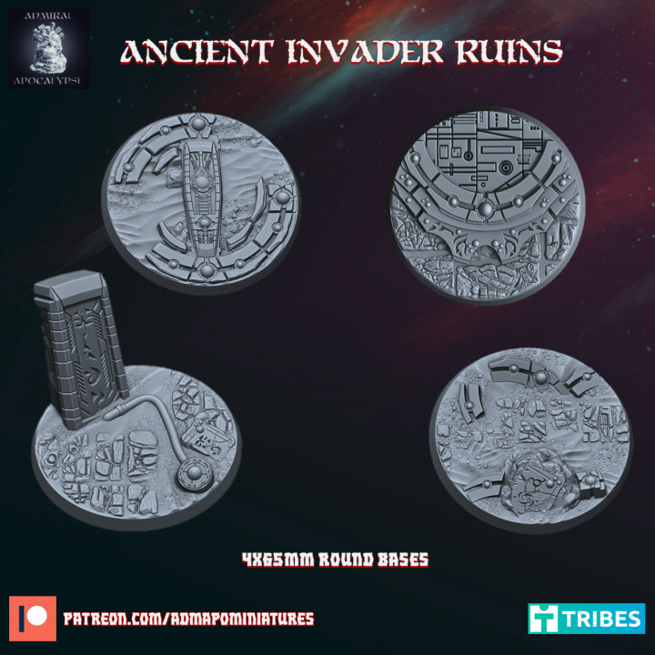 Ancient Invader Ruins 4*65mm Base Set (Pre-supported) image