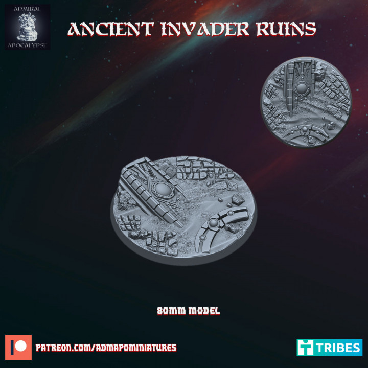 Ancient Invade Ruins 80mm base (Pre-supported) image