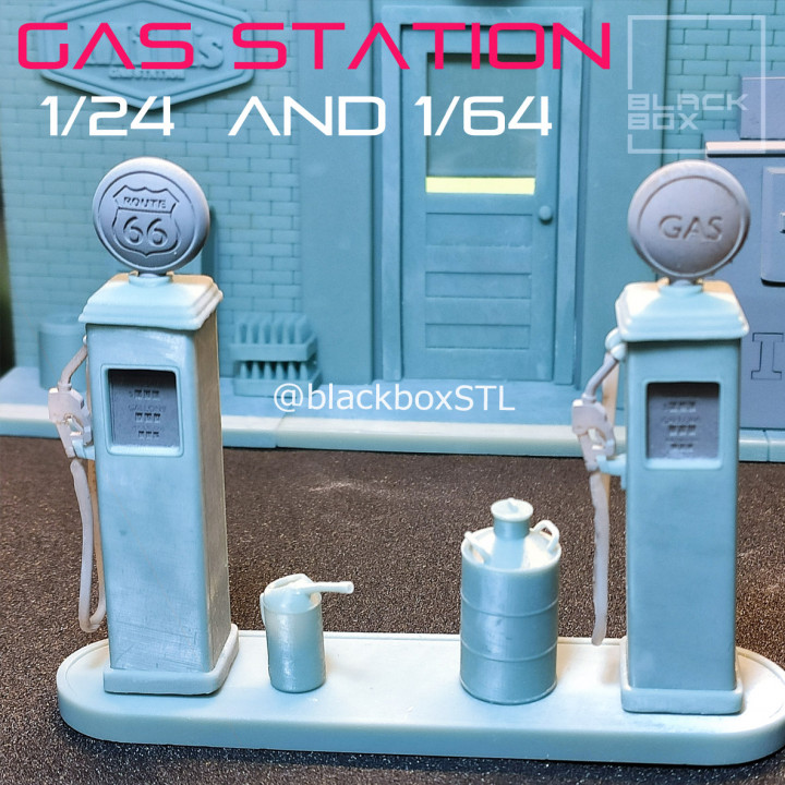 GAS STATION DIORAMA 1-24 AND 1-64TH SCALE 3D PRINT MODEL image