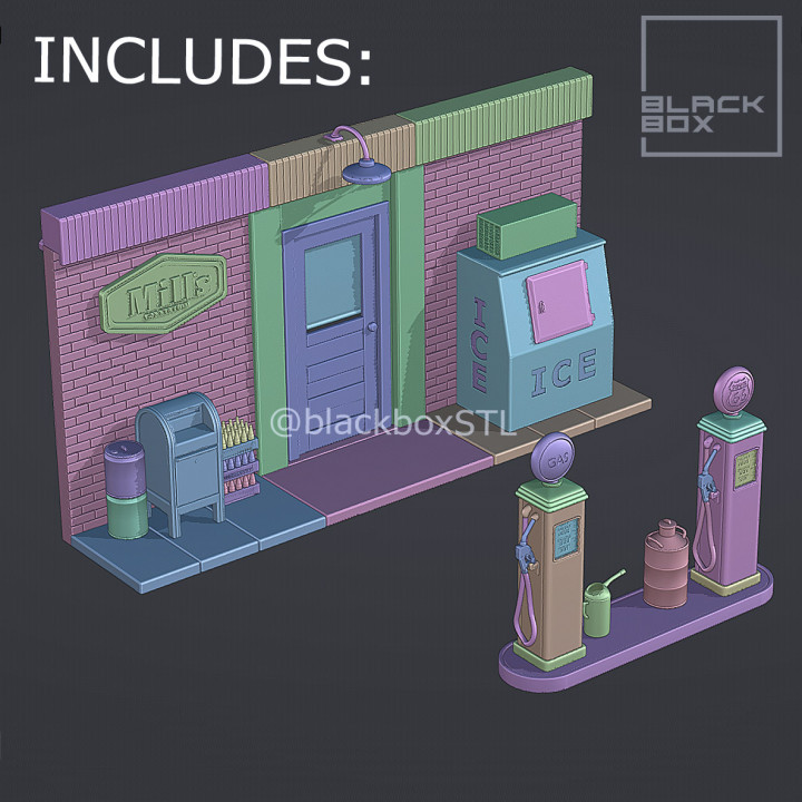 GAS STATION DIORAMA 1-24 AND 1-64TH SCALE 3D PRINT MODEL image