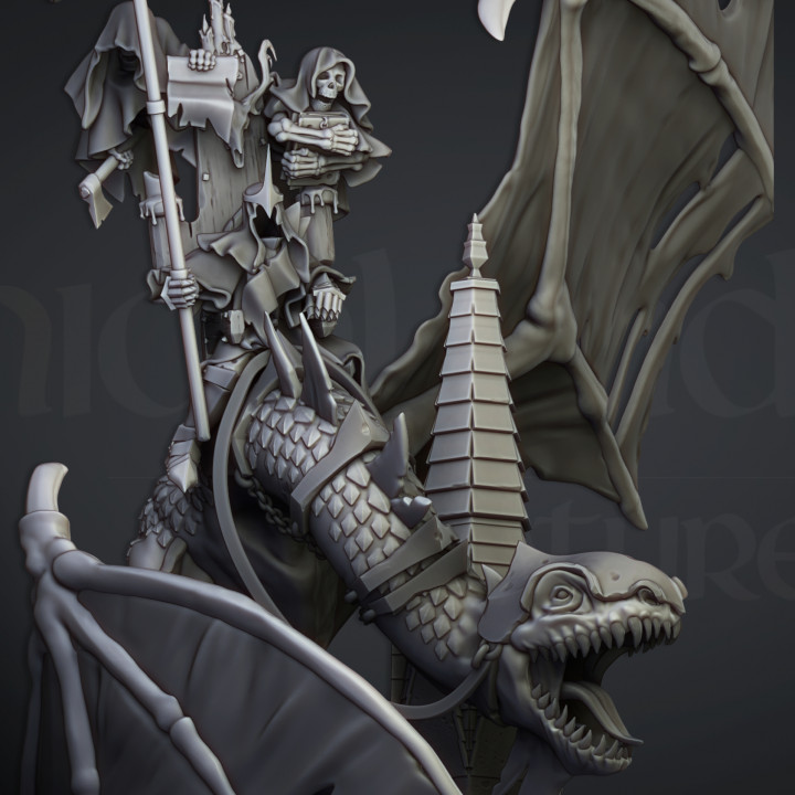 Ezekiel, Lord Necromancer on Flying Monster - Highlands Miniatures image